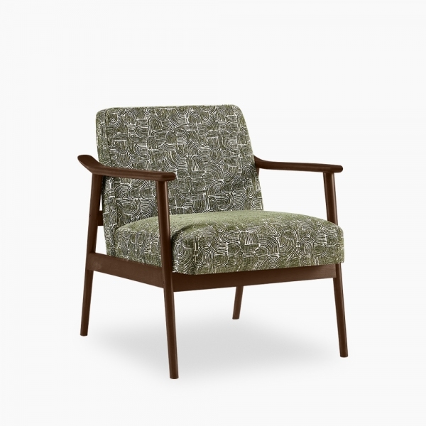 Britta Armchair, Bauhaus Wave Olive Green & Walnut