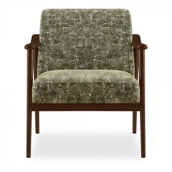 Britta Armchair, Bauhaus Wave Olive Green & Walnut