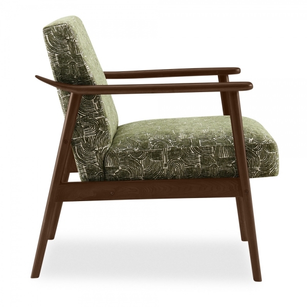 Britta Armchair, Bauhaus Wave Olive Green & Walnut