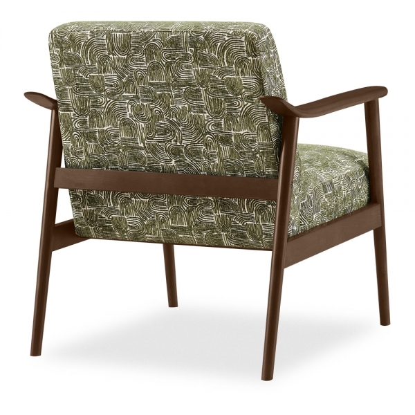 Britta Armchair, Bauhaus Wave Olive Green & Walnut