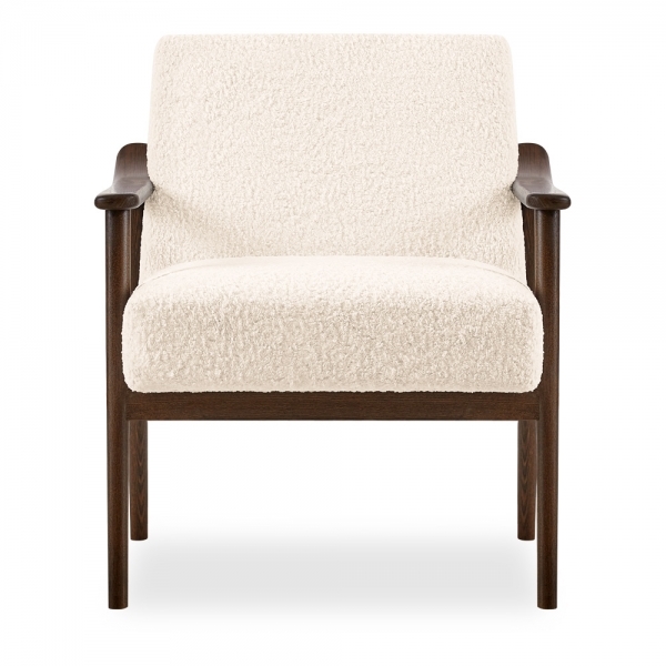 Britta Armchair, Ivory White Teddy Boucle & Walnut