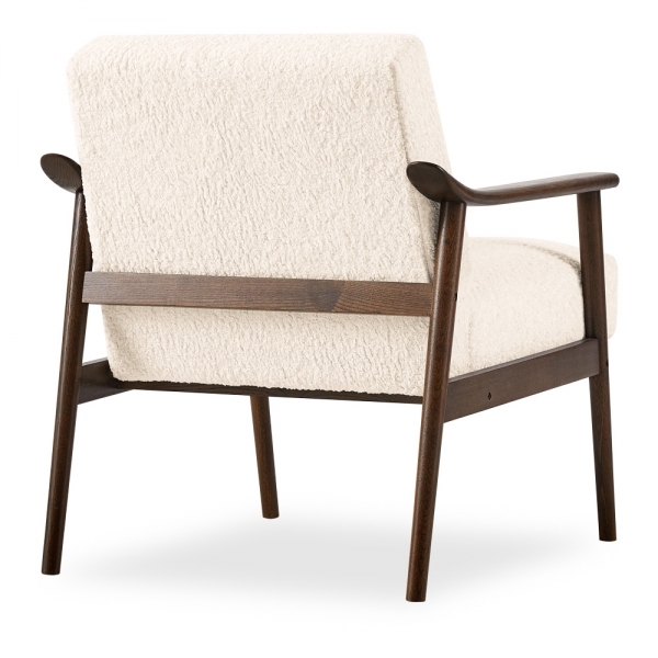 Britta Armchair, Ivory White Teddy Boucle & Walnut