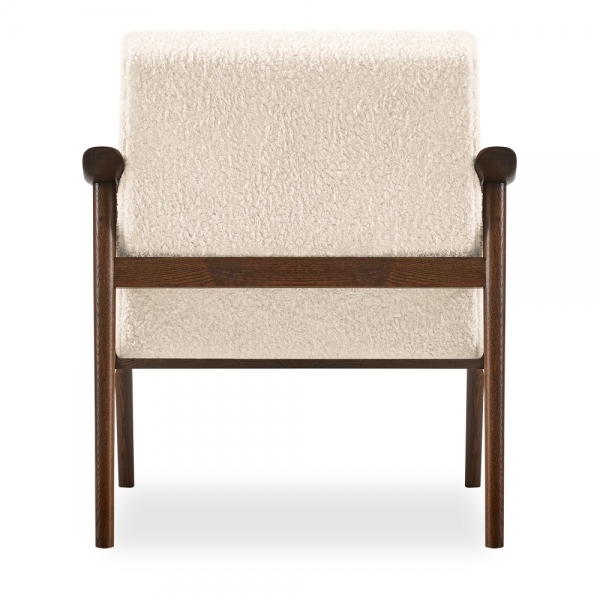 Britta Armchair, Ivory White Teddy Boucle & Walnut