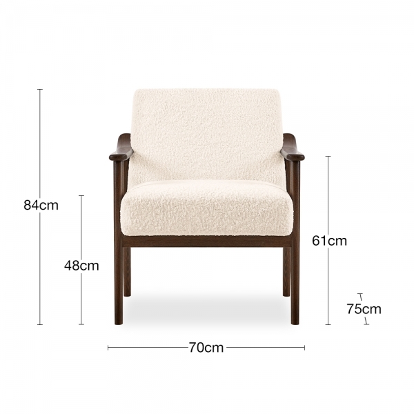 Britta Armchair, Ivory White Teddy Boucle & Walnut