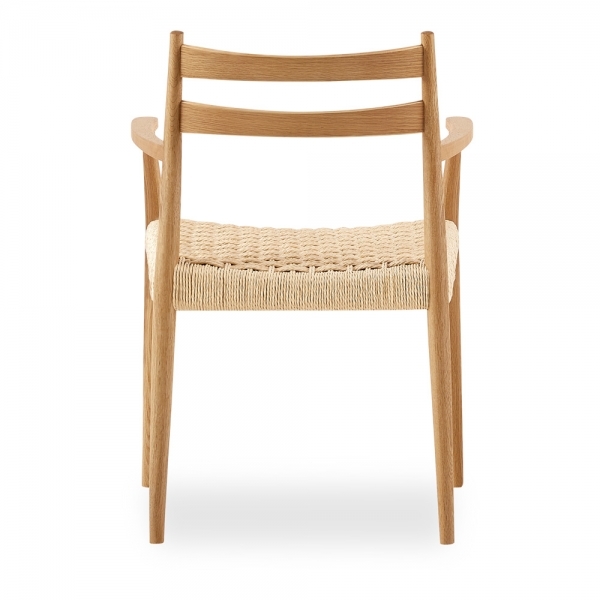 Caleb Wooden Carver Dining Chair, Natural Weave & Oak