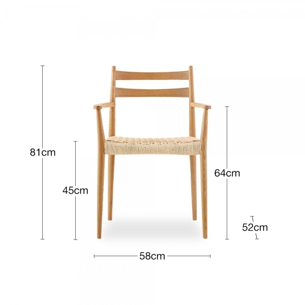 Caleb Wooden Carver Dining Chair, Natural Weave & Oak