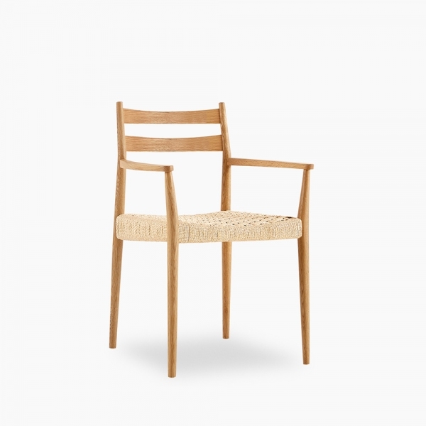 Caleb Wooden Carver Dining Chair, Natural Weave & Oak