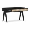 Campbell Large Office Desk, Black & Cane