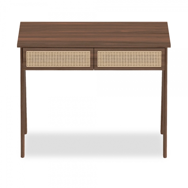 Campbell Large Office Desk, Walnut Effect & Cane