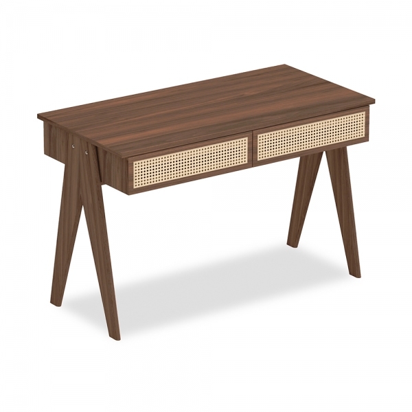 Campbell Large Office Desk, Walnut Effect & Cane