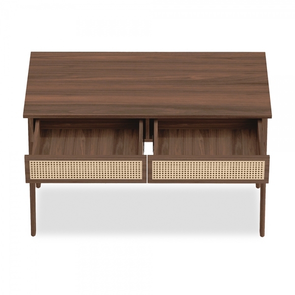 Campbell Large Office Desk, Walnut Effect & Cane