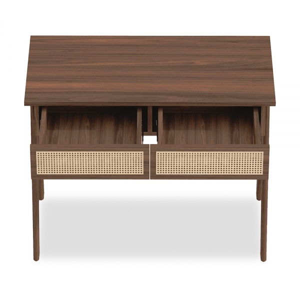 Campbell Office Desk, Walnut Effect & Cane