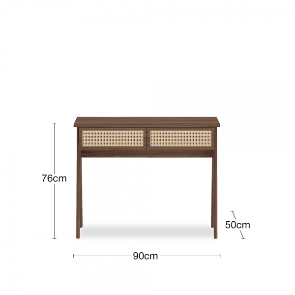 Campbell Office Desk, Walnut Effect & Cane