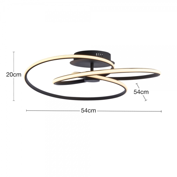 Cara Flush Ceiling Light, Black