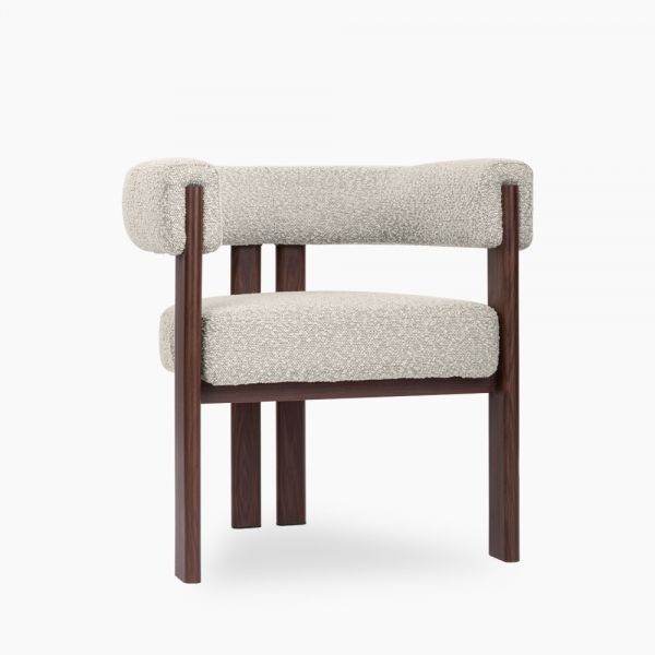 Cassius Carver Dining Chair, Speckled Stone Sustainable Boucle