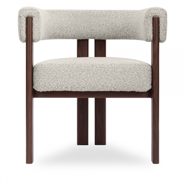 Cassius Carver Dining Chair, Speckled Stone Sustainable Boucle
