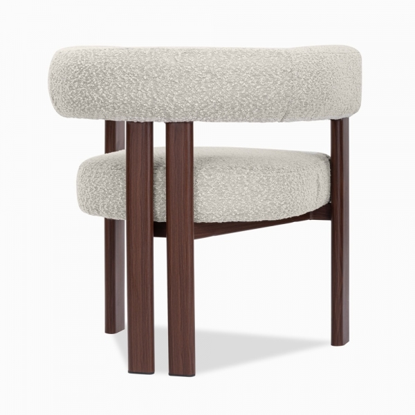 Cassius Carver Dining Chair, Speckled Stone Sustainable Boucle
