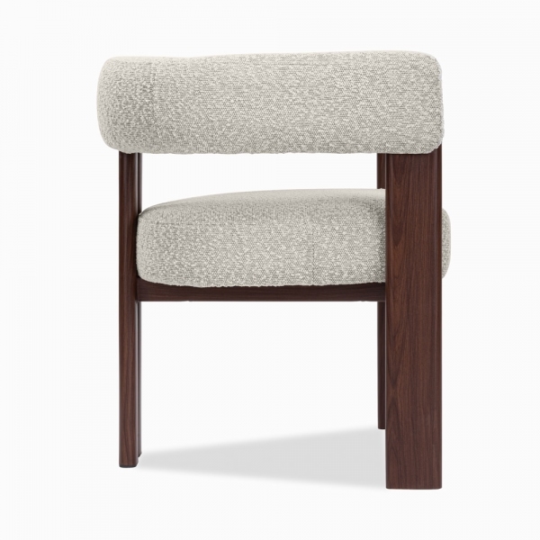 Cassius Carver Dining Chair, Speckled Stone Sustainable Boucle