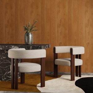 Cassius Carver Dining Chair, Speckled Stone Sustainable Boucle