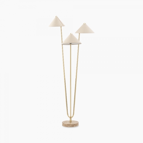 Chilton Floor Lamp, Cream & Brass