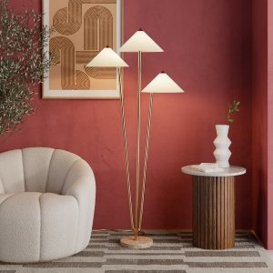 Chilton Floor Lamp, Cream & Brass