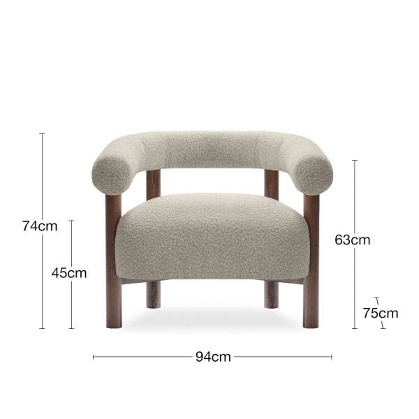 Cielo Armchair, Speckled Stone Sustainable Boucle