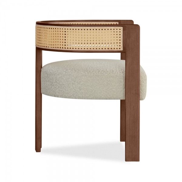 Clifton Carver Dining Chair, Speckled Stone Sustainable Boucle