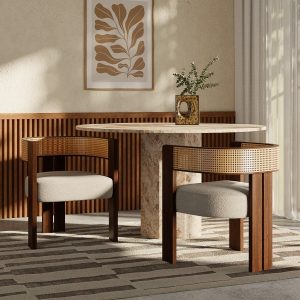 Clifton Carver Dining Chair, Speckled Stone Sustainable Boucle