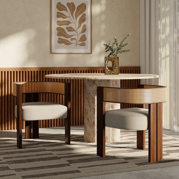 Clifton Carver Dining Chair, Speckled Stone Sustainable Boucle