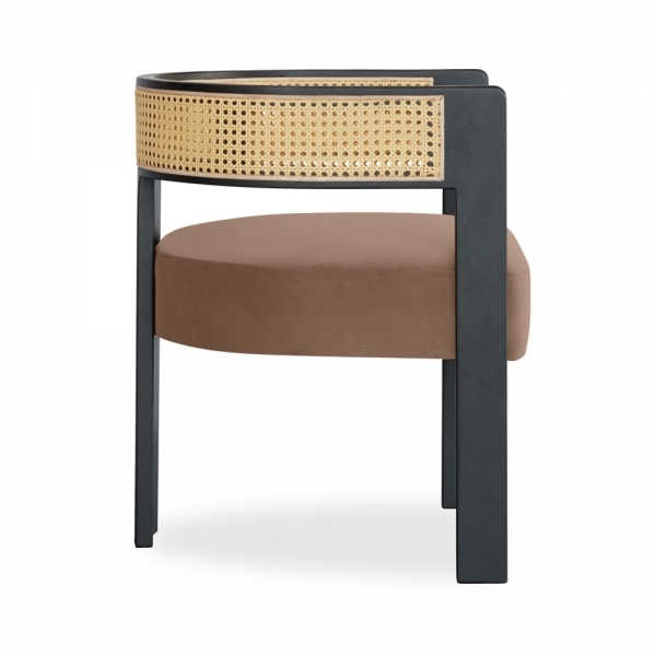 Clifton Carver Dining Chair, Taupe Sustainable Velvet