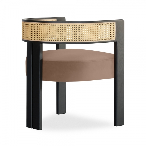 Clifton Carver Dining Chair, Taupe Sustainable Velvet