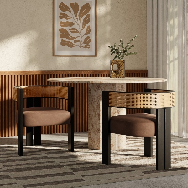 Clifton Carver Dining Chair, Taupe Sustainable Velvet