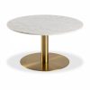 Corby Round Coffee Table, White Marble & Brass