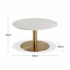 Corby Round Coffee Table, White Marble & Brass