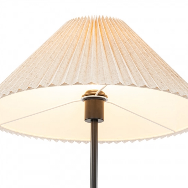 Danika Pleated Shade Floor Lamp, Linen & Brown Marble
