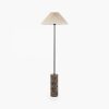 Danika Pleated Shade Floor Lamp, Linen & Brown Marble