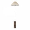 Danika Pleated Shade Floor Lamp, Linen & Brown Marble