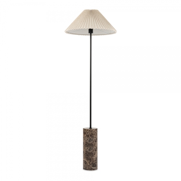 Danika Pleated Shade Floor Lamp, Linen & Brown Marble