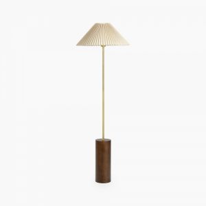 Danika Pleated Shade Floor Lamp, Linen & Walnut