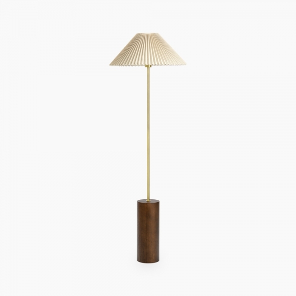Danika Pleated Shade Floor Lamp, Linen & Walnut
