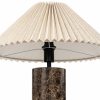 Danika Pleated Shade Table Lamp, Linen & Brown Marble