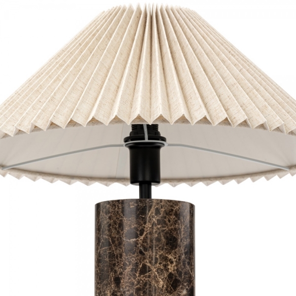 Danika Pleated Shade Table Lamp, Linen & Brown Marble