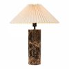 Danika Pleated Shade Table Lamp, Linen & Brown Marble