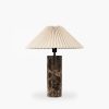 Danika Pleated Shade Table Lamp, Linen & Brown Marble