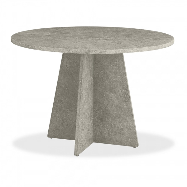 Devan 4 Seat Round Dining Table, Grey Concrete Effect