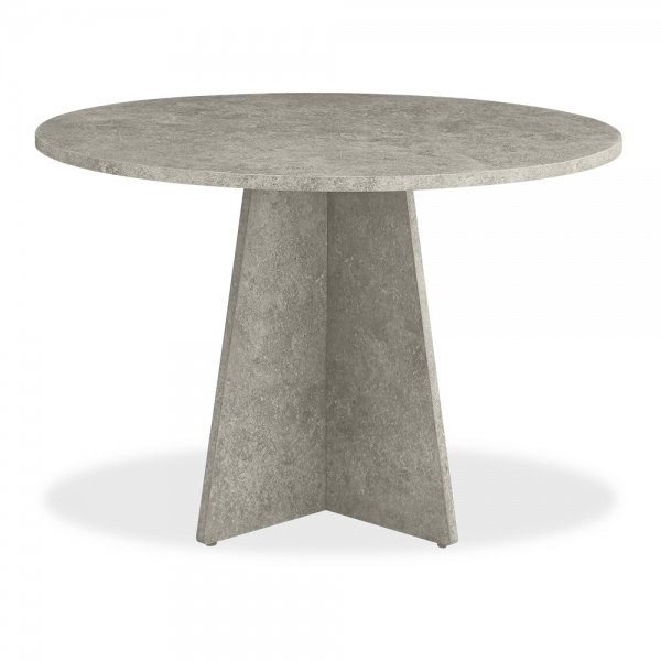 Devan 4 Seat Round Dining Table, Grey Concrete Effect