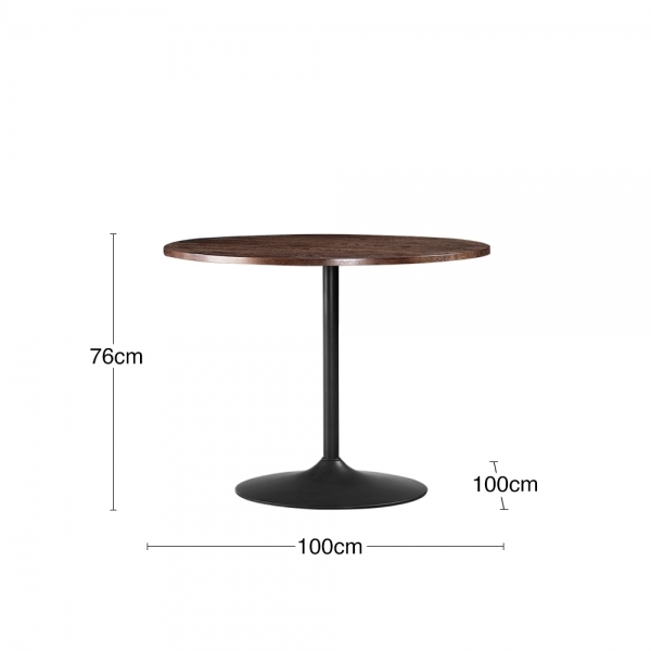 Dion 4 Seat Round Dining Table, Walnut