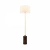 Elodie Floor Lamp, White Linen & Walnut
