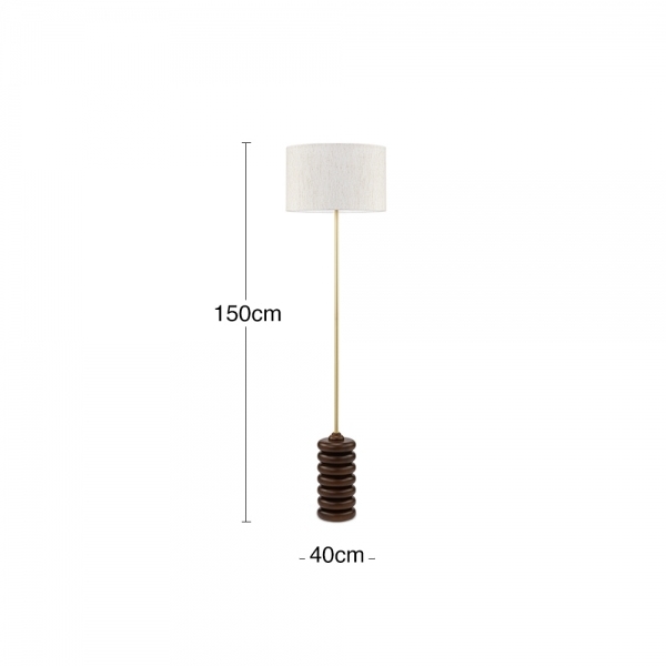 Elodie Floor Lamp, White Linen & Walnut