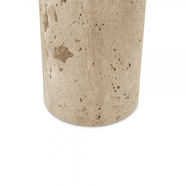 Emberlyn Table Lamp, White Linen & Travertine